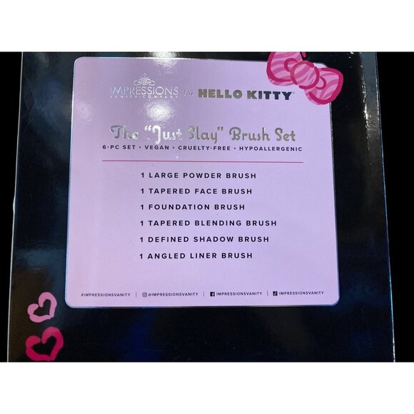 Hello Kitty  6-Pc Vegan Cruelty-Free Makeup Brush Set "Just Slay" New In Box - Picture 6 of 7